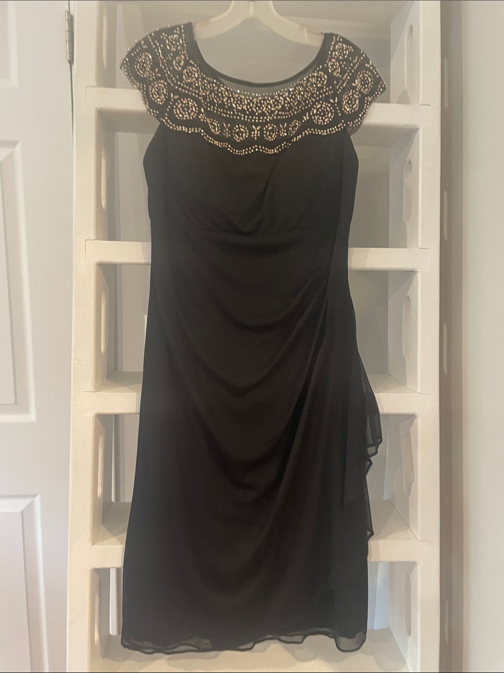 MSK Black Dress with Gold Beaded Yoke